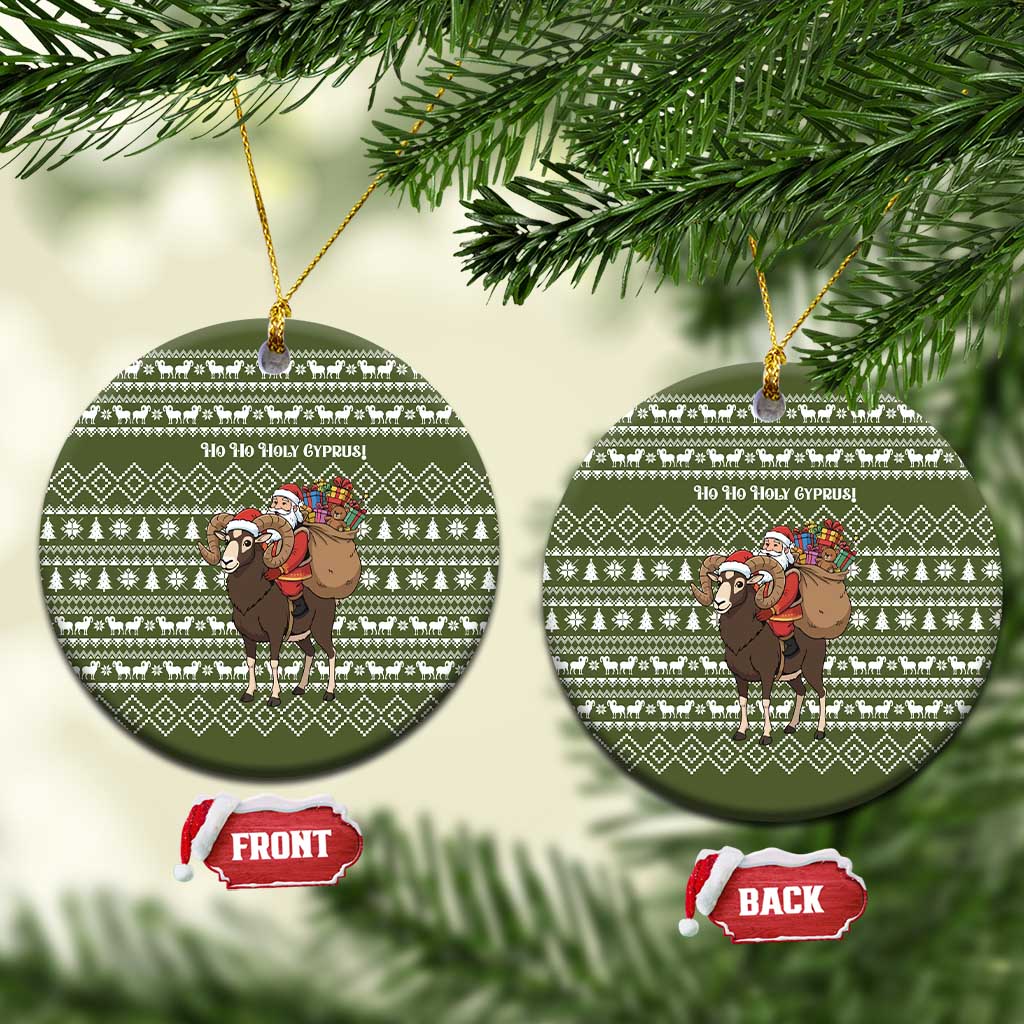Cyprus Christmas Ceramic Ornament Santa Riding Ram Ho Ho Holy Cyprus - African Pride