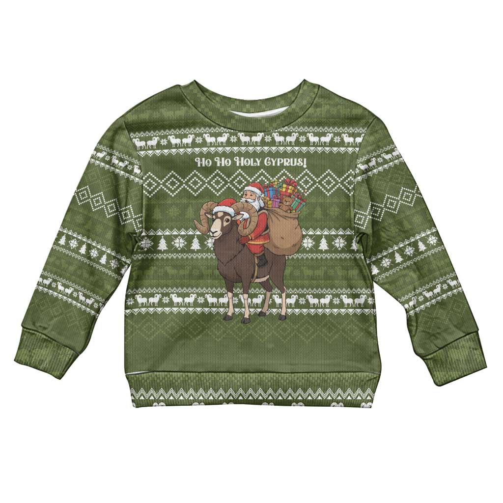 Cyprus Christmas Kid Ugly Christmas Sweater Santa Riding Ram Ho Ho Holy Cyprus - African Pride