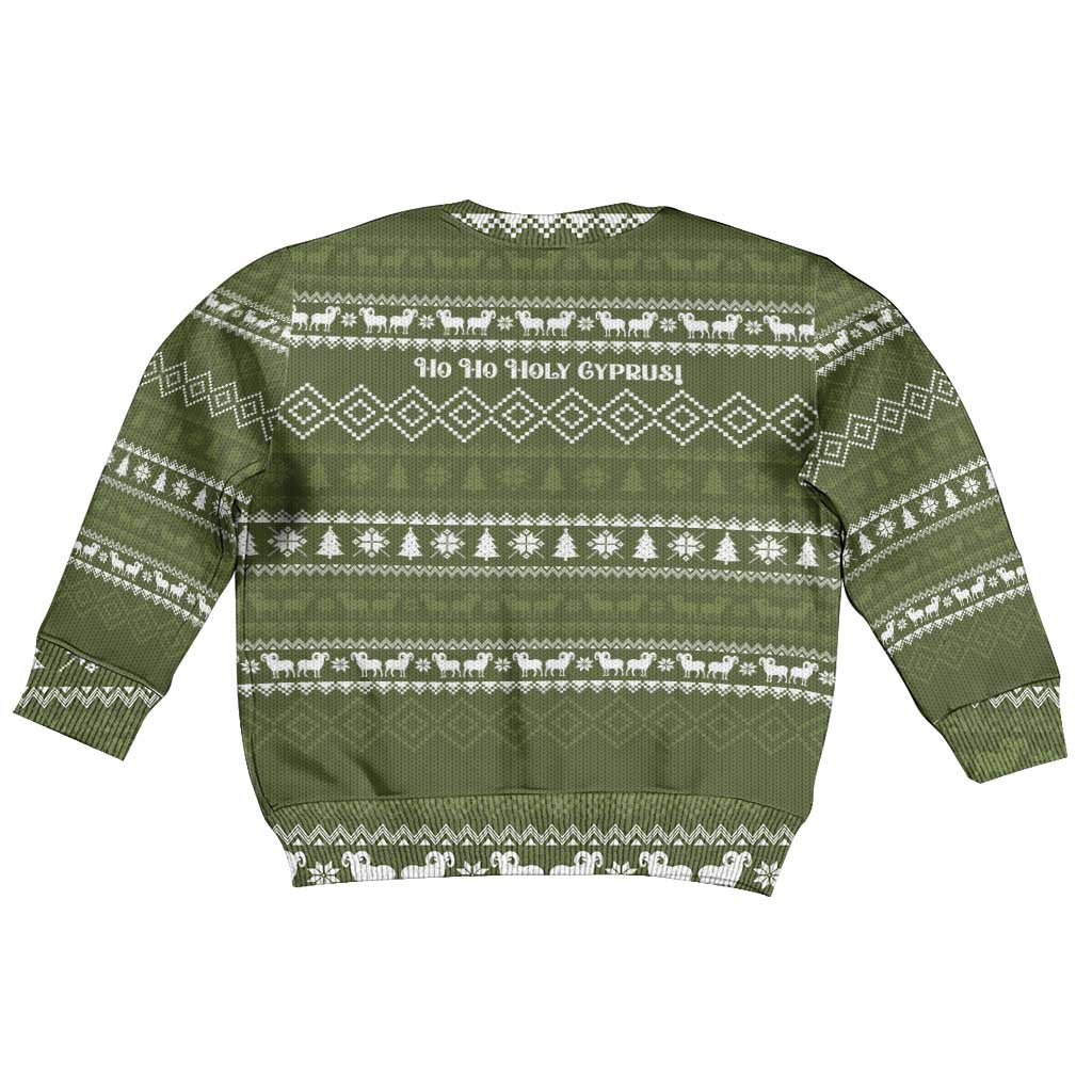 Cyprus Christmas Kid Ugly Christmas Sweater Santa Riding Ram Ho Ho Holy Cyprus - African Pride