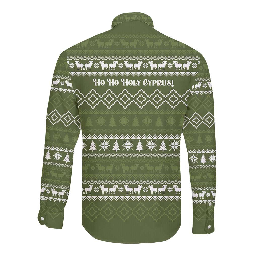 Cyprus Christmas Long Sleeve Button Shirt Santa Riding Ram Ho Ho Holy Cyprus - African Pride