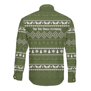 Cyprus Christmas Long Sleeve Button Shirt Santa Riding Ram Ho Ho Holy Cyprus - African Pride