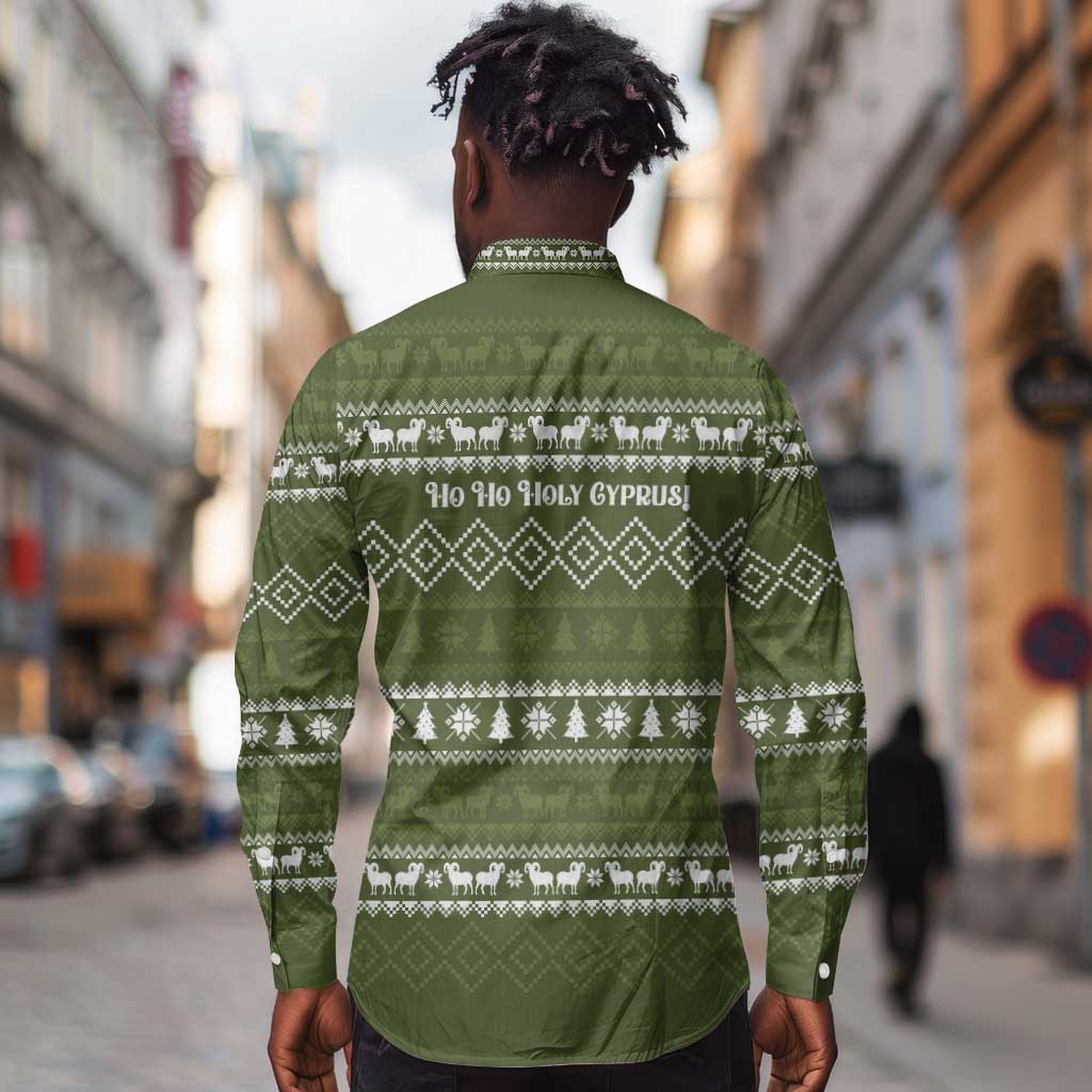 Cyprus Christmas Long Sleeve Button Shirt Santa Riding Ram Ho Ho Holy Cyprus - African Pride