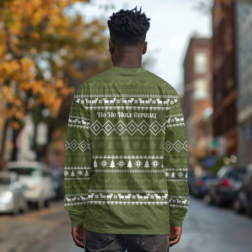 Cyprus Christmas Long Sleeve Shirt Santa Riding Ram Ho Ho Holy Cyprus - African Pride
