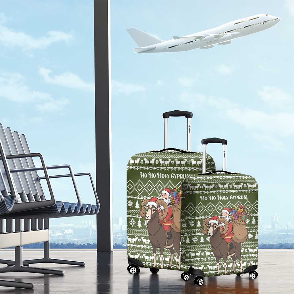 Cyprus Christmas Luggage Cover Santa Riding Ram Ho Ho Holy Cyprus - African Pride