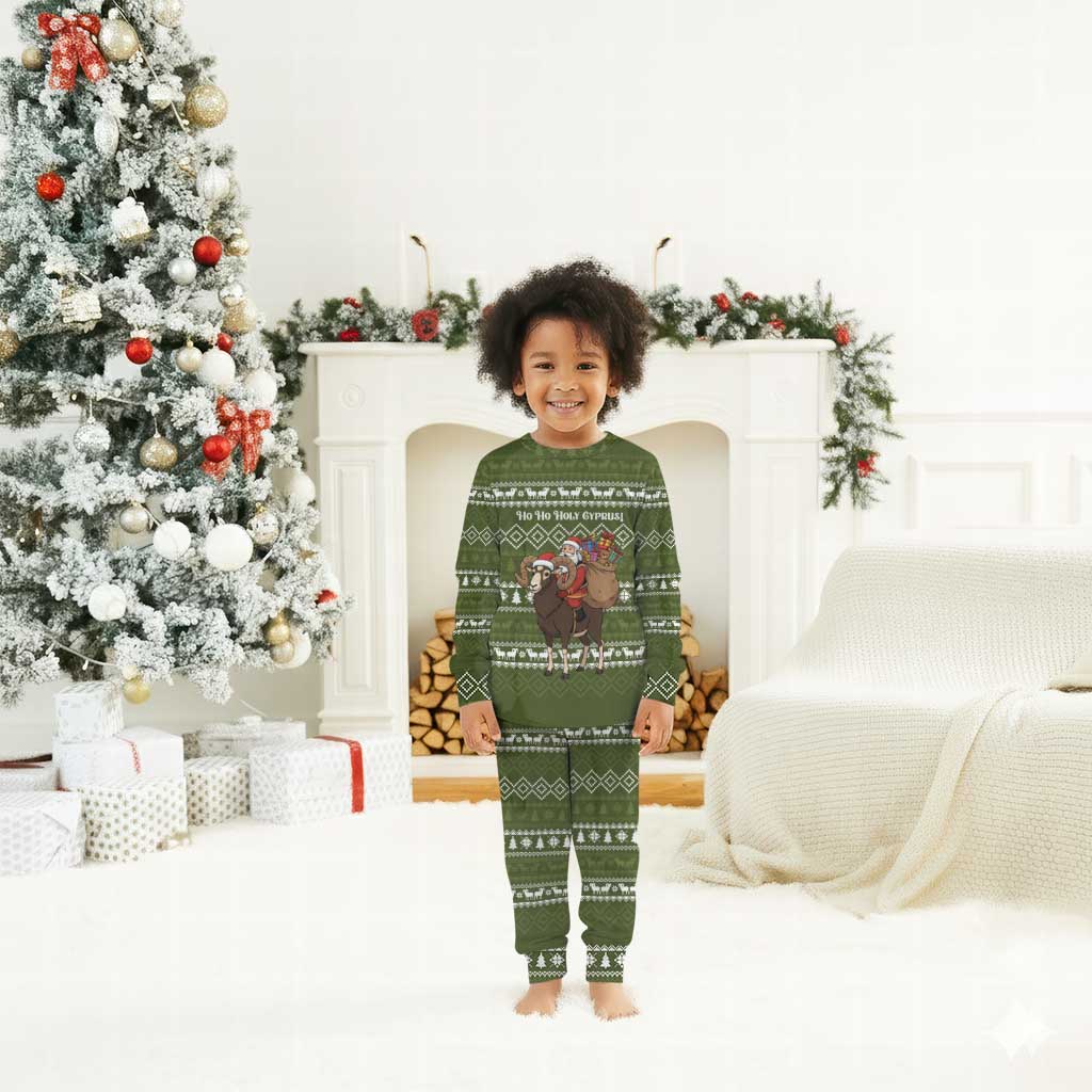 Cyprus Christmas Pajama Set Santa Riding Ram Ho Ho Holy Cyprus - African Pride