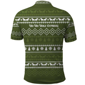 Cyprus Christmas Polo Shirt Santa Riding Ram Ho Ho Holy Cyprus - African Pride