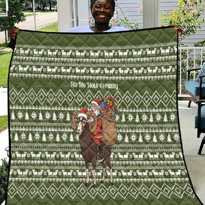 Cyprus Christmas Quilt Santa Riding Ram Ho Ho Holy Cyprus - African Pride