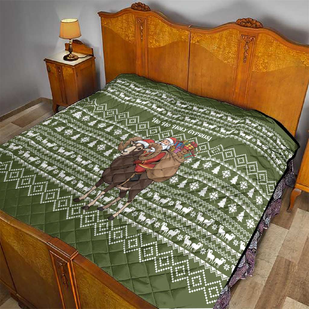 Cyprus Christmas Quilt Santa Riding Ram Ho Ho Holy Cyprus - African Pride