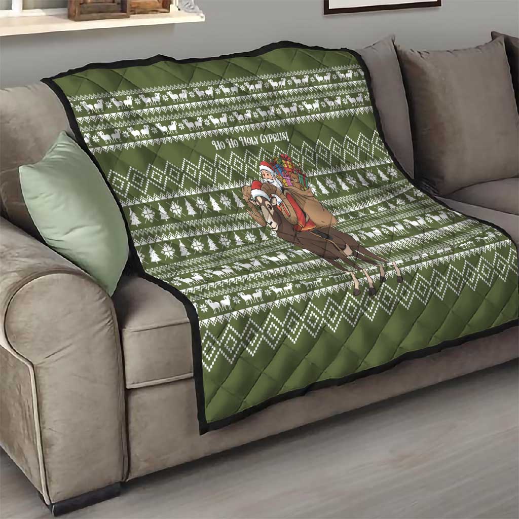 Cyprus Christmas Quilt Santa Riding Ram Ho Ho Holy Cyprus - African Pride