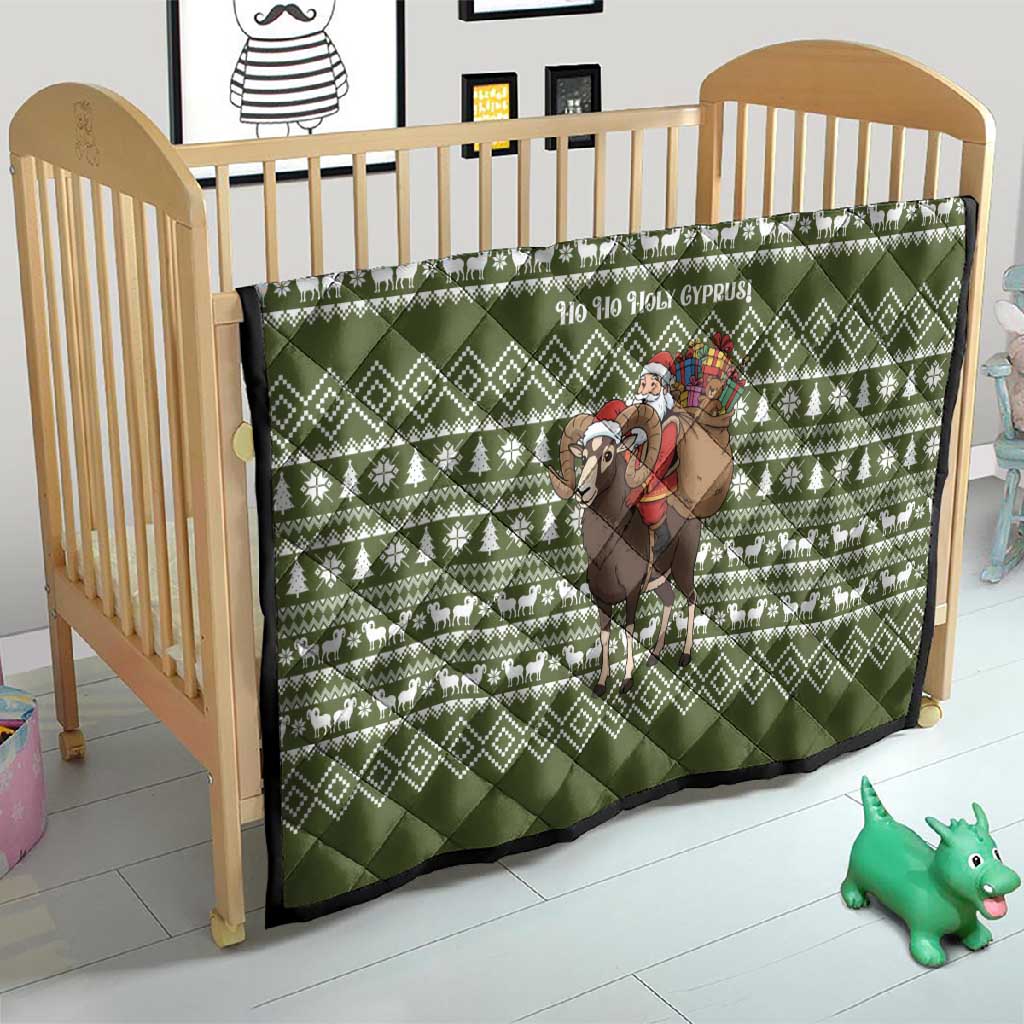 Cyprus Christmas Quilt Santa Riding Ram Ho Ho Holy Cyprus - African Pride