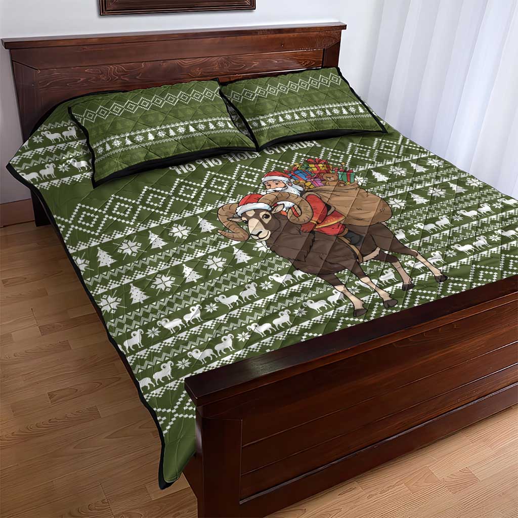 Cyprus Christmas Quilt Bed Set Santa Riding Ram Ho Ho Holy Cyprus - African Pride