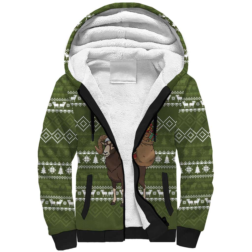 Cyprus Christmas Sherpa Hoodie Santa Riding Ram Ho Ho Holy Cyprus - African Pride