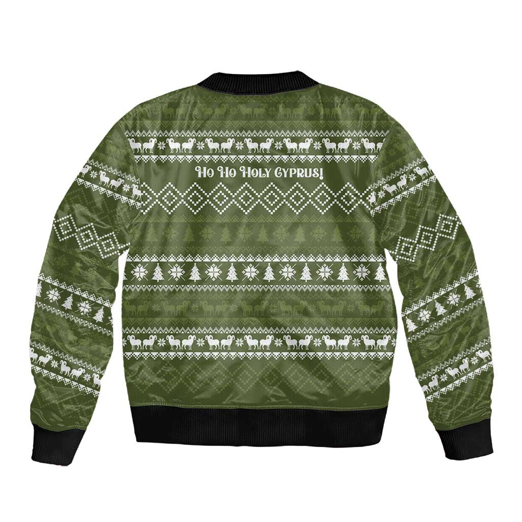 Cyprus Christmas Sleeve Zip Bomber Jacket Santa Riding Ram Ho Ho Holy Cyprus - African Pride