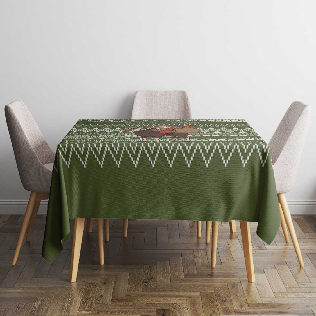 Cyprus Christmas Tablecloth Santa Riding Ram Ho Ho Holy Cyprus - African Pride