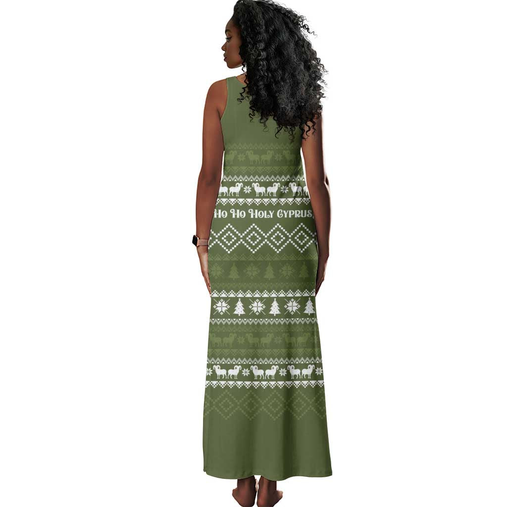 Cyprus Christmas Tank Maxi Dress Santa Riding Ram Ho Ho Holy Cyprus - African Pride