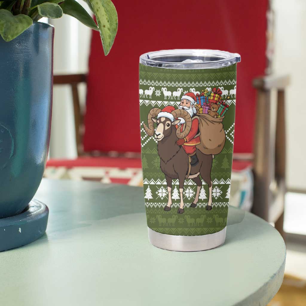 Cyprus Christmas Tumbler Cup Santa Riding Ram Ho Ho Holy Cyprus - African Pride