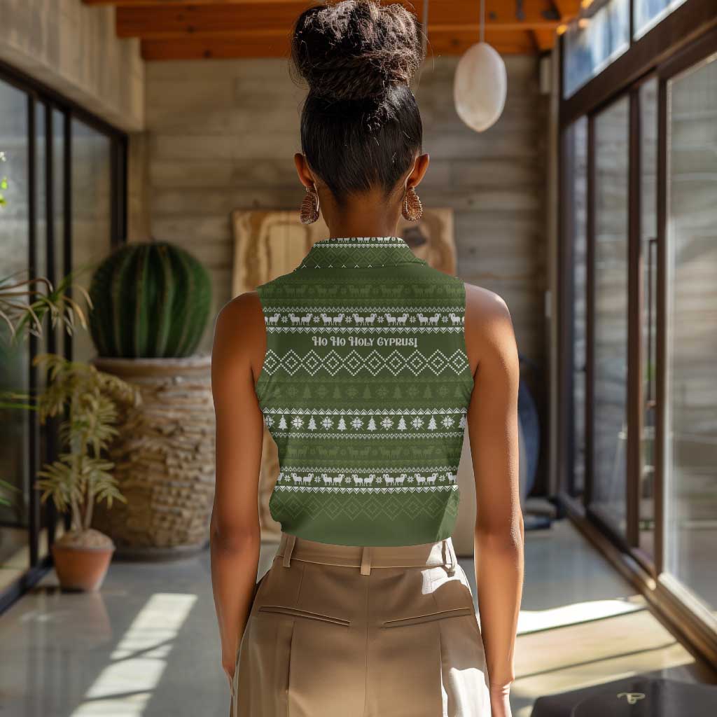 Cyprus Christmas Women Sleeveless Polo Shirt Santa Riding Ram Ho Ho Holy Cyprus - African Pride