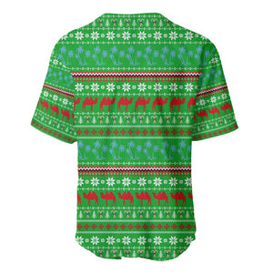Djibouti Christmas Baseball Jersey Santa Riding Camel Palm Trees Camel - African Pride