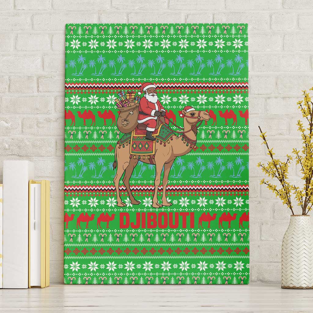 Djibouti Christmas Canvas Wall Art Santa Riding Camel Palm Trees Camel - African Pride