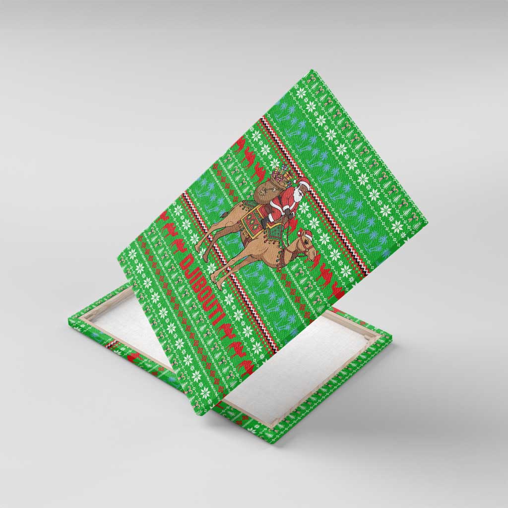 Djibouti Christmas Canvas Wall Art Santa Riding Camel Palm Trees Camel - African Pride