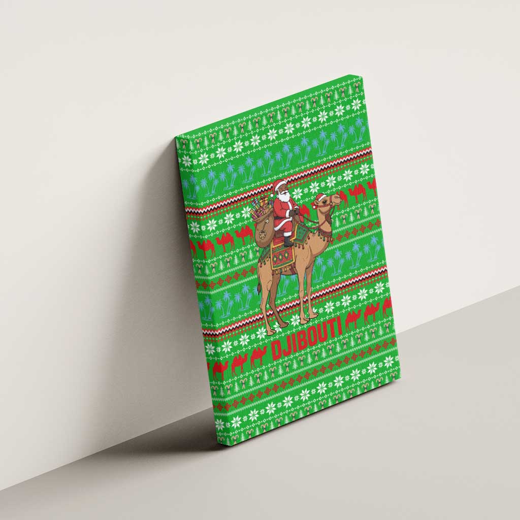 Djibouti Christmas Canvas Wall Art Santa Riding Camel Palm Trees Camel - African Pride