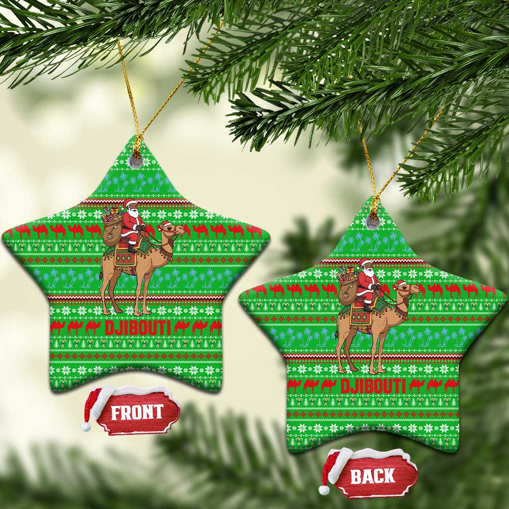 Djibouti Christmas Ceramic Ornament Santa Riding Camel Palm Trees Camel - African Pride