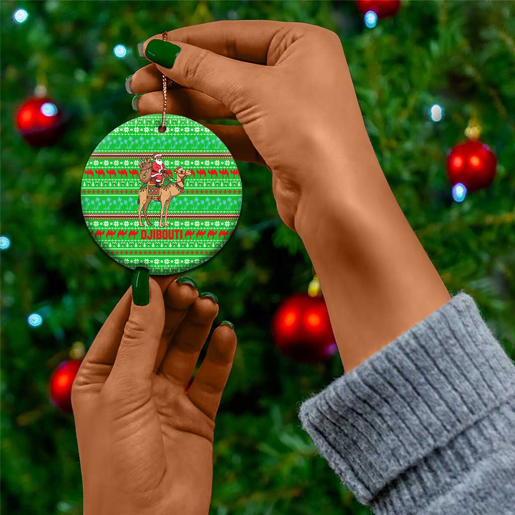 Djibouti Christmas Ceramic Ornament Santa Riding Camel Palm Trees Camel - African Pride