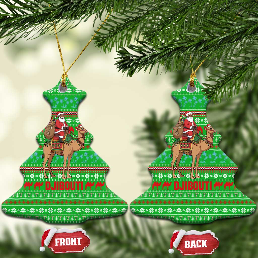 Djibouti Christmas Ceramic Ornament Santa Riding Camel Palm Trees Camel - African Pride