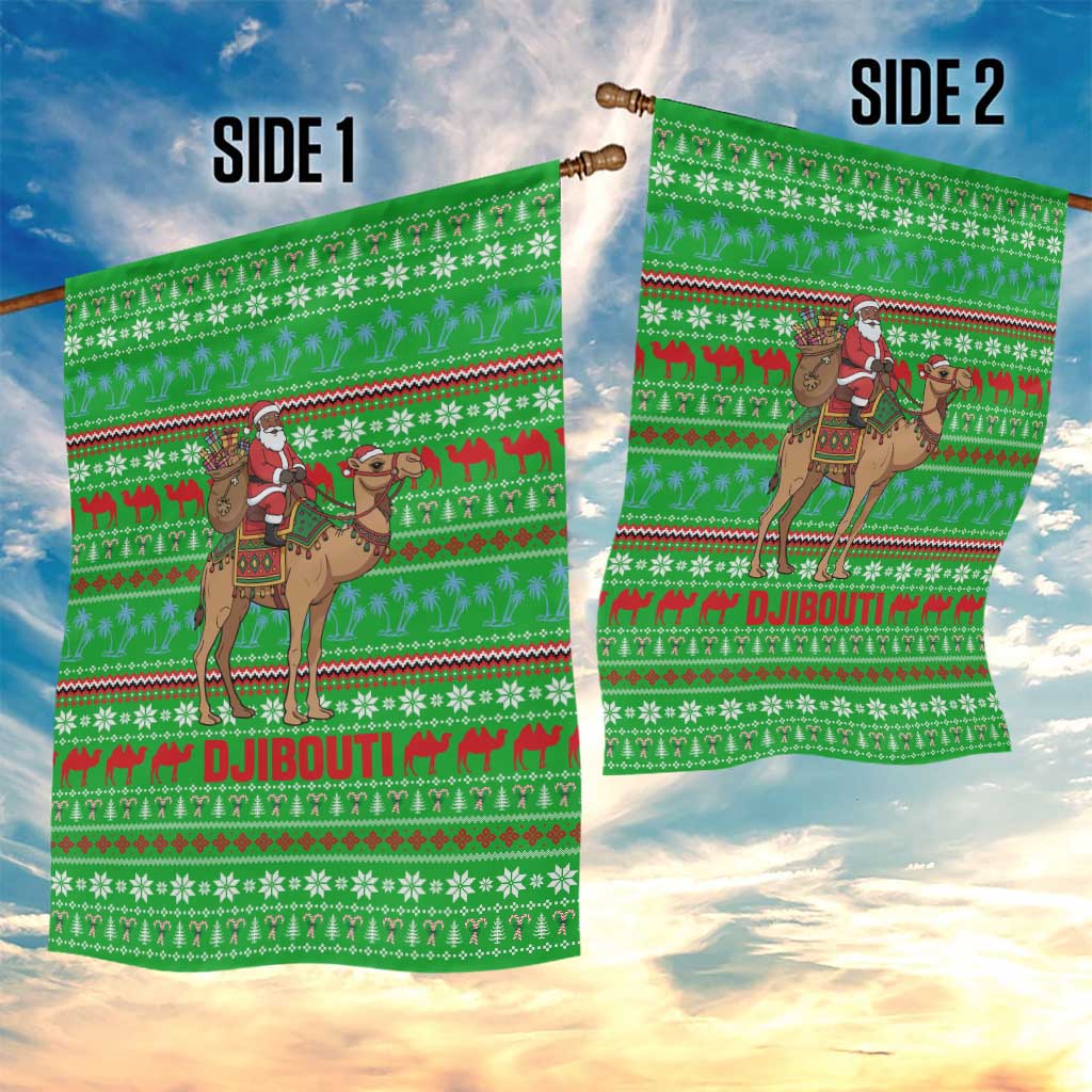 Djibouti Christmas Garden Flag Santa Riding Camel Palm Trees Camel - African Pride