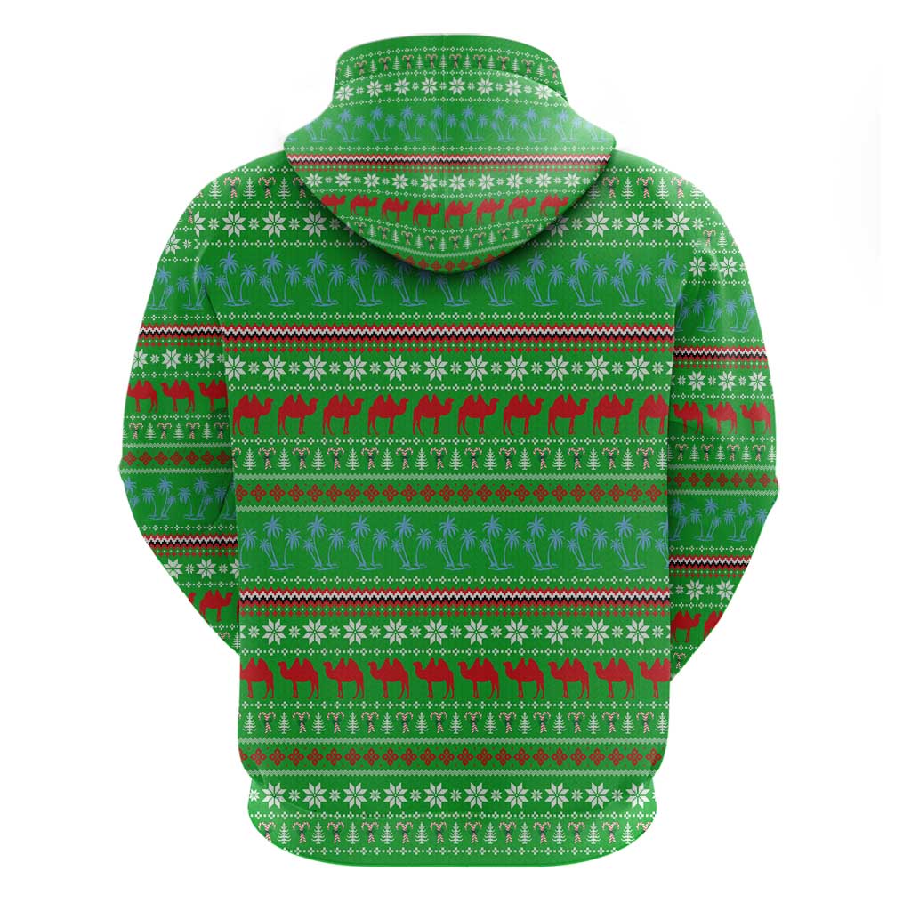 Djibouti Christmas Hoodie Santa Riding Camel Palm Trees Camel - African Pride