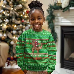 Djibouti Christmas Kid Ugly Christmas Sweater Santa Riding Camel Palm Trees Camel - African Pride