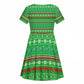 Djibouti Christmas Kid Short Sleeve Dress Santa Riding Camel Palm Trees Camel - African Pride