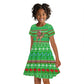 Djibouti Christmas Kid Short Sleeve Dress Santa Riding Camel Palm Trees Camel - African Pride