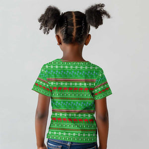 Djibouti Christmas Kid T shirt Santa Riding Camel Palm Trees Camel - African Pride