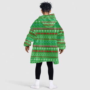 Djibouti Christmas Kid Wearable Blanket Hoodie Santa Riding Camel Palm Trees Camel - African Pride