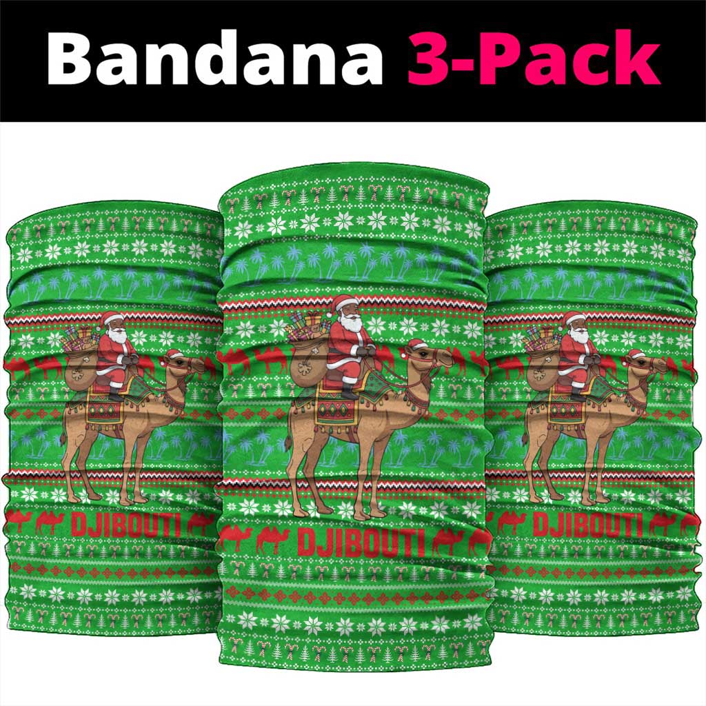 Djibouti Christmas Neck Gaiter Santa Riding Camel Palm Trees Camel - African Pride