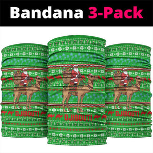 Djibouti Christmas Neck Gaiter Santa Riding Camel Palm Trees Camel - African Pride
