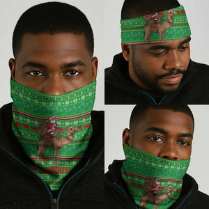 Djibouti Christmas Neck Gaiter Santa Riding Camel Palm Trees Camel - African Pride