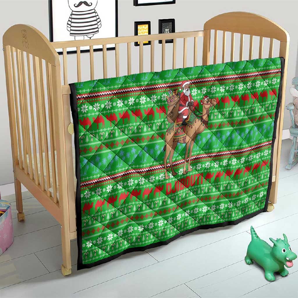 Djibouti Christmas Quilt Santa Riding Camel Palm Trees Camel - African Pride