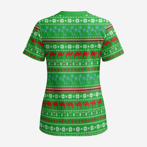 Djibouti Christmas Scrub Top Santa Riding Camel Palm Trees Camel - African Pride