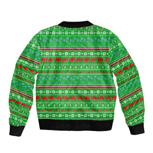 Djibouti Christmas Sleeve Zip Bomber Jacket Santa Riding Camel Palm Trees Camel - African Pride