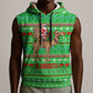 Djibouti Christmas Sleeveless Hoodie Santa Riding Camel Palm Trees Camel - African Pride