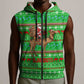 Djibouti Christmas Sleeveless Zip Hoodie Santa Riding Camel Palm Trees Camel - African Pride