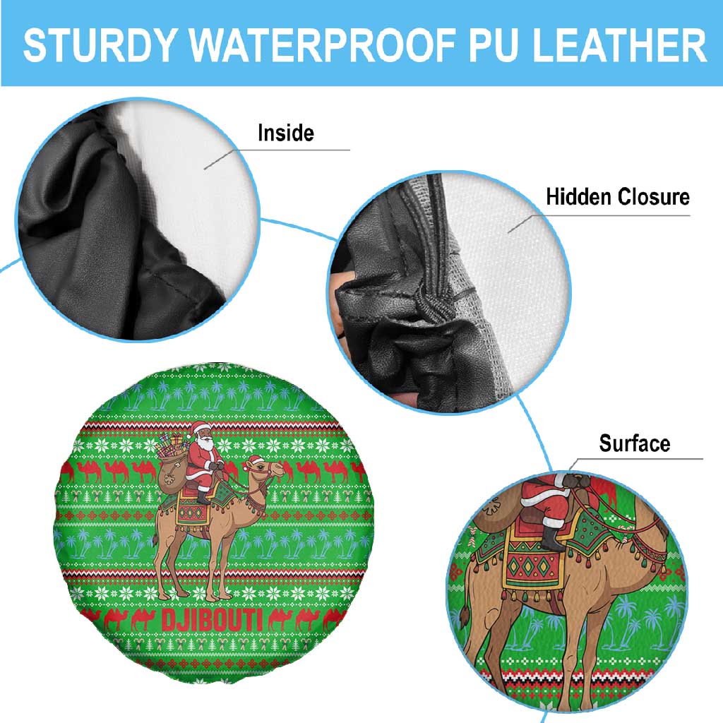 Djibouti Christmas Spare Tire Cover Santa Riding Camel Palm Trees Camel - African Pride