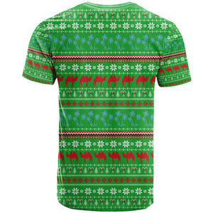 Djibouti Christmas T shirt Santa Riding Camel Palm Trees Camel - African Pride