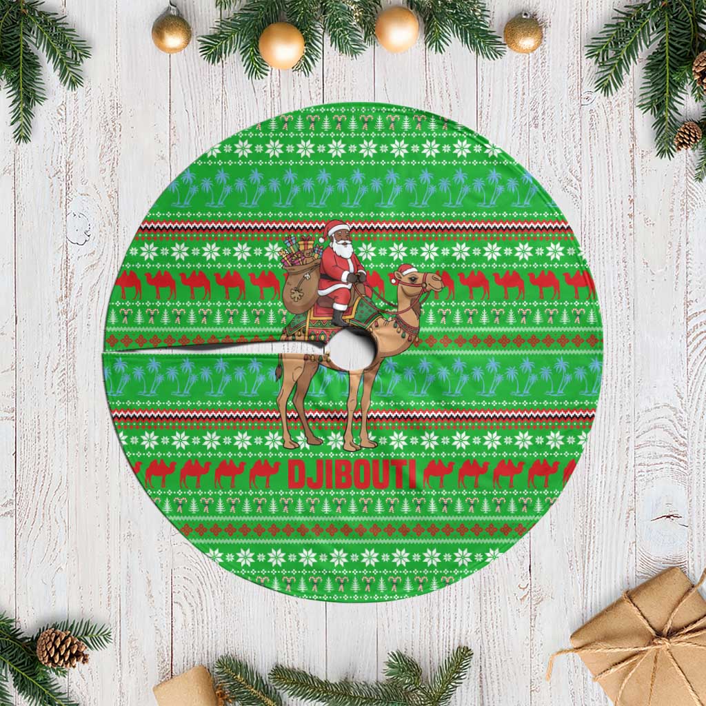 Djibouti Christmas Tree Skirt Santa Riding Camel Palm Trees Camel - African Pride