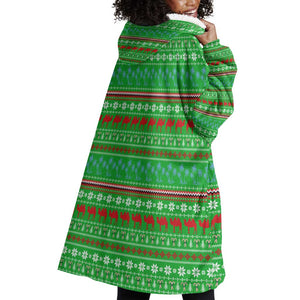 Djibouti Christmas Wearable Blanket Hoodie Santa Riding Camel Palm Trees Camel - African Pride