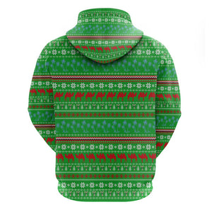 Djibouti Christmas Zip Hoodie Santa Riding Camel Palm Trees Camel - African Pride