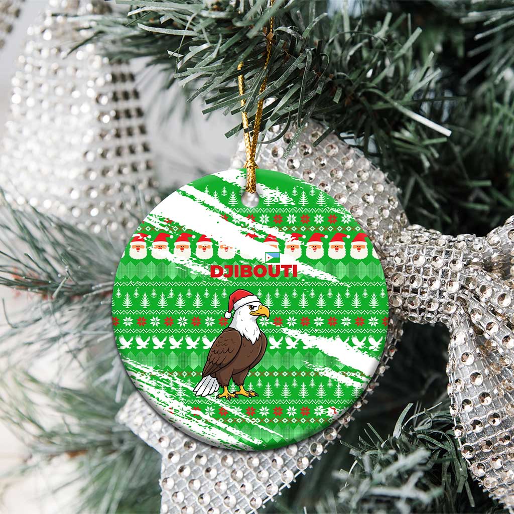 Djibouti Christmas Ceramic Ornament Santa Eagle Doves Trees and Green Snowflake - African Pride