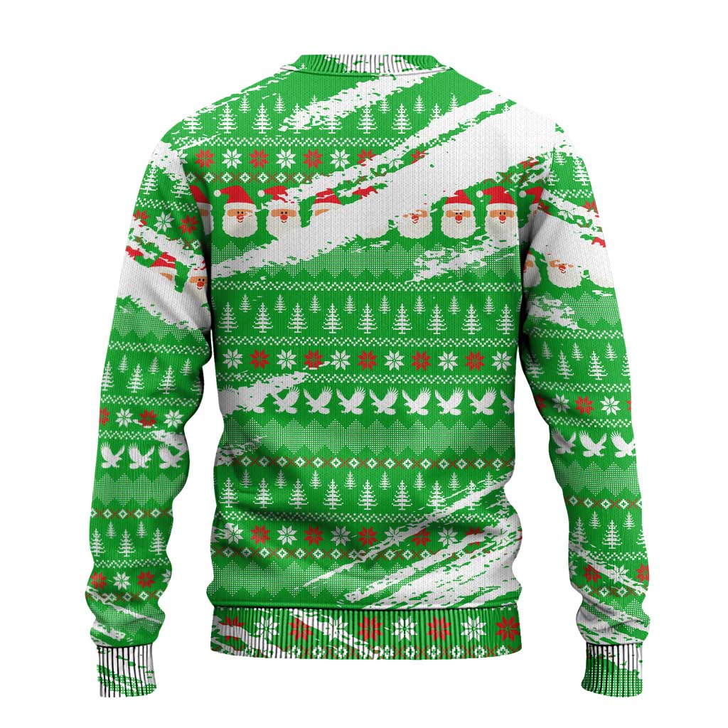 Djibouti Christmas Ugly Christmas Sweater Santa Eagle Doves Trees and Green Snowflake - African Pride